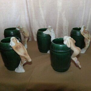Horvath Brayton Laguna green barrel mugs